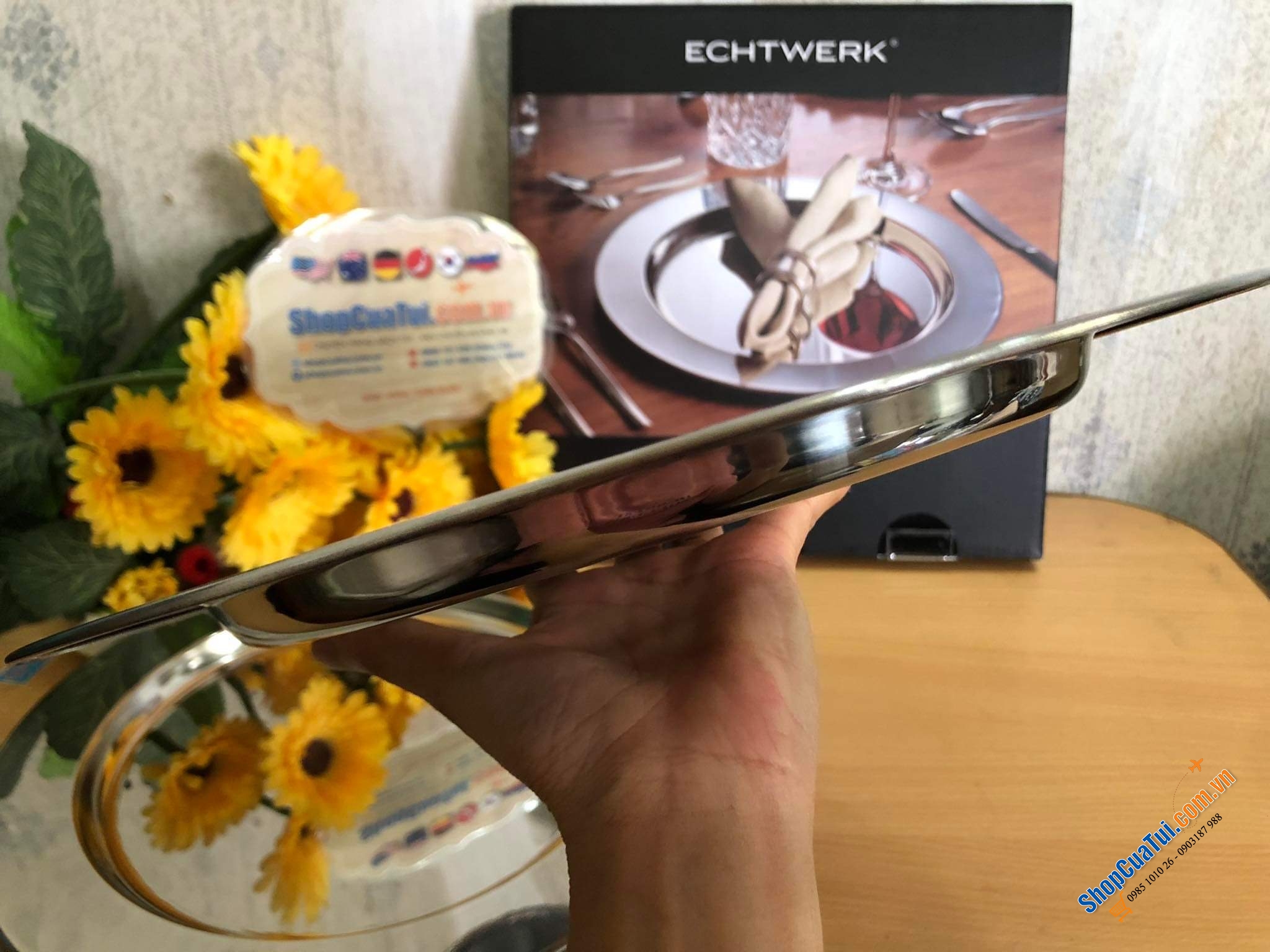 SET 2 ĐĨA INOX ECHTWERK 33 cm. - Có thể dùng làm khay đựng trái cây, thực phẩm trên bàn ăn, đồ lễ,...