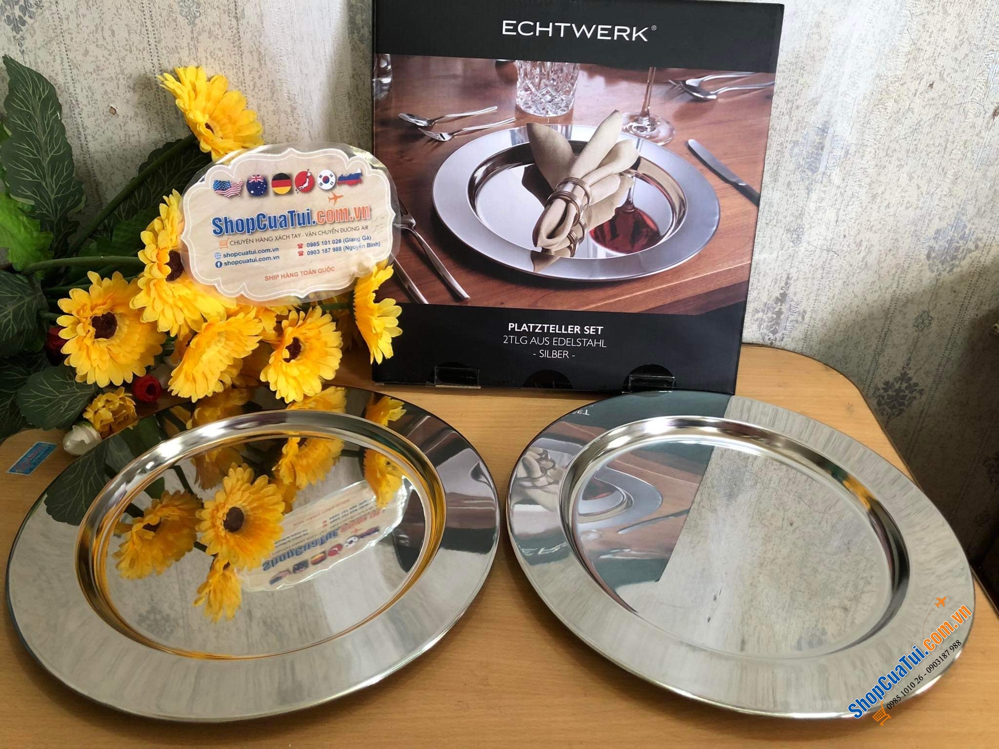 SET 2 ĐĨA INOX ECHTWERK 33 cm. - Có thể dùng làm khay đựng trái cây, thực phẩm trên bàn ăn, đồ lễ,...