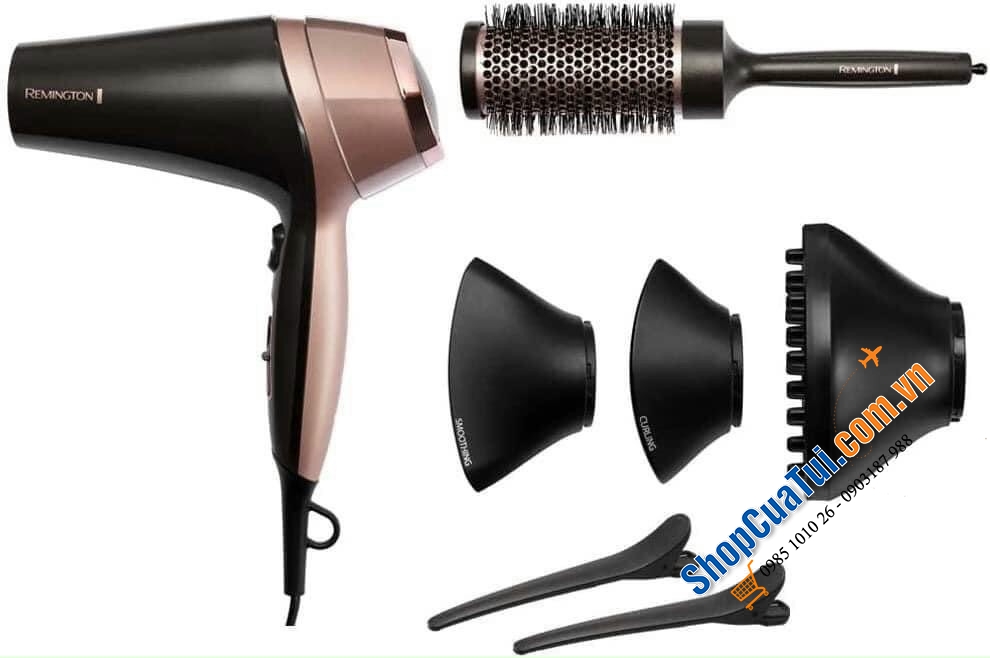 MÁY SẤY TÓC, TẠO KIỂU REMINGTON HAIR DRYER D5707 - công suất lớn 2200w - Sấy nhanh - Máy đẹp - màu sắc trang nhã giúp thay đổi kiểu tóc liên tục mà không lo hỏng tóc