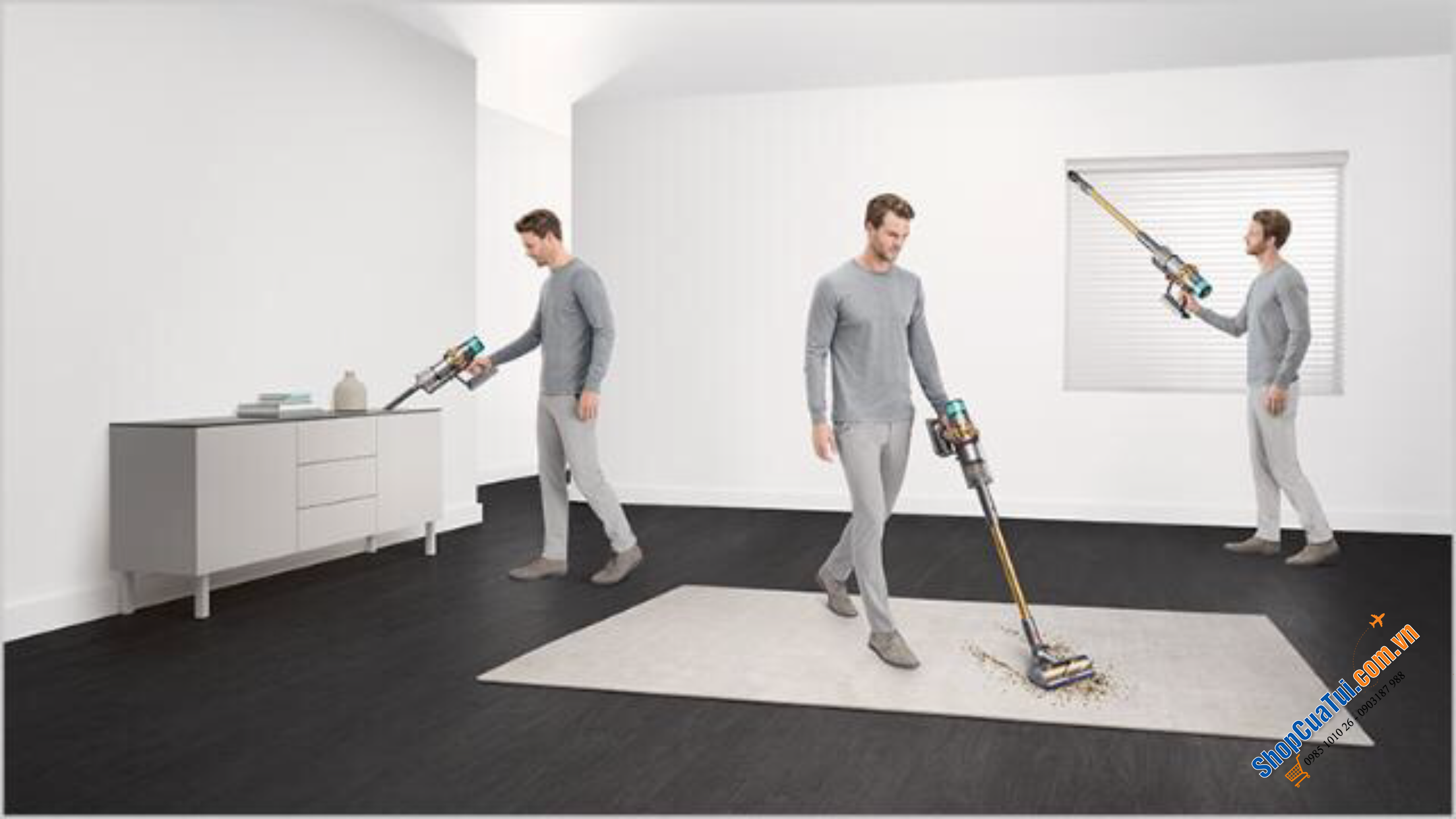 Hút bụi cầm tay Dyson V15 Detect - Công nghệ có đèn laser chiếu bụi, đo bụi để tự tăng giảm công suất hút - tăng thời gian sử dụng lên tới 60 phút