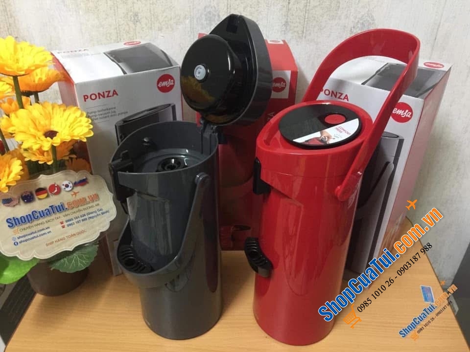 Phích giữ nhiệt Emsa Ponza 1,9 lít có vòi lấy nước - có 3 màu để lựa chọn