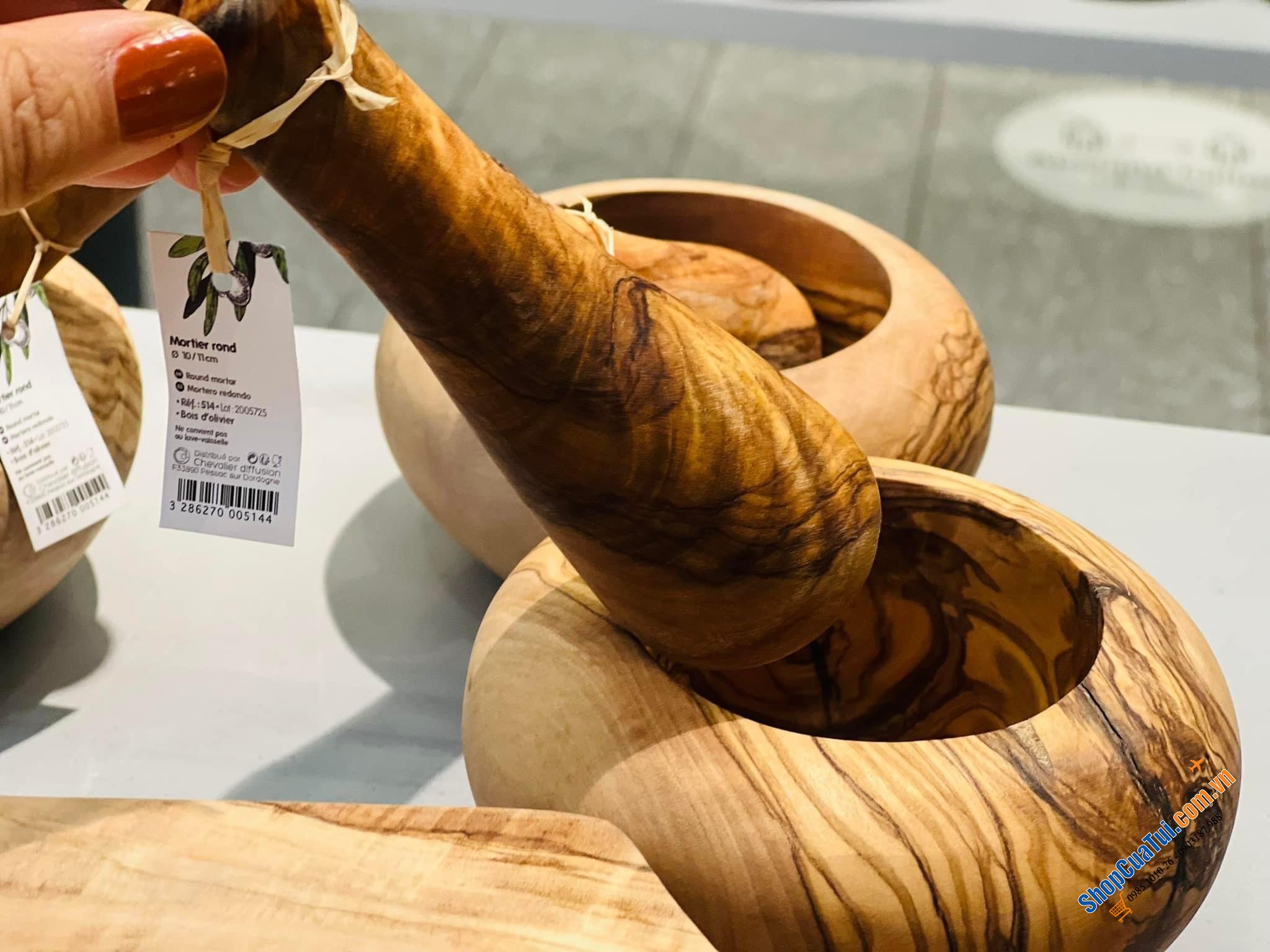 CHÀY CỐI MINI BẰNG GỖ CÂY OLIU.