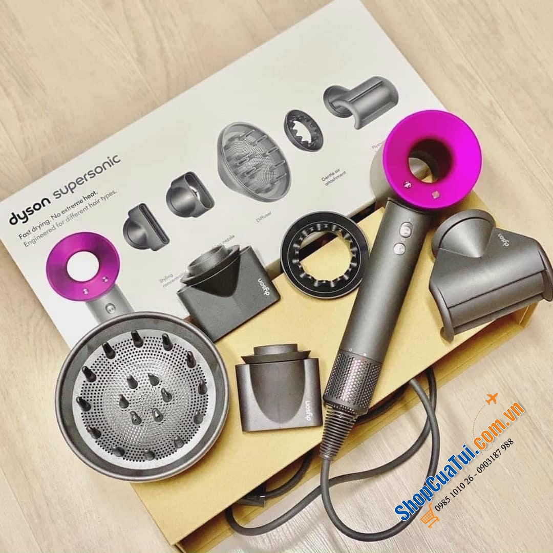 Máy sấy tóc Dyson Supersonic HD08 Hồng Fuchsia - cho mức gió siêu mạnh và giảm thời gian sấy khô tóc