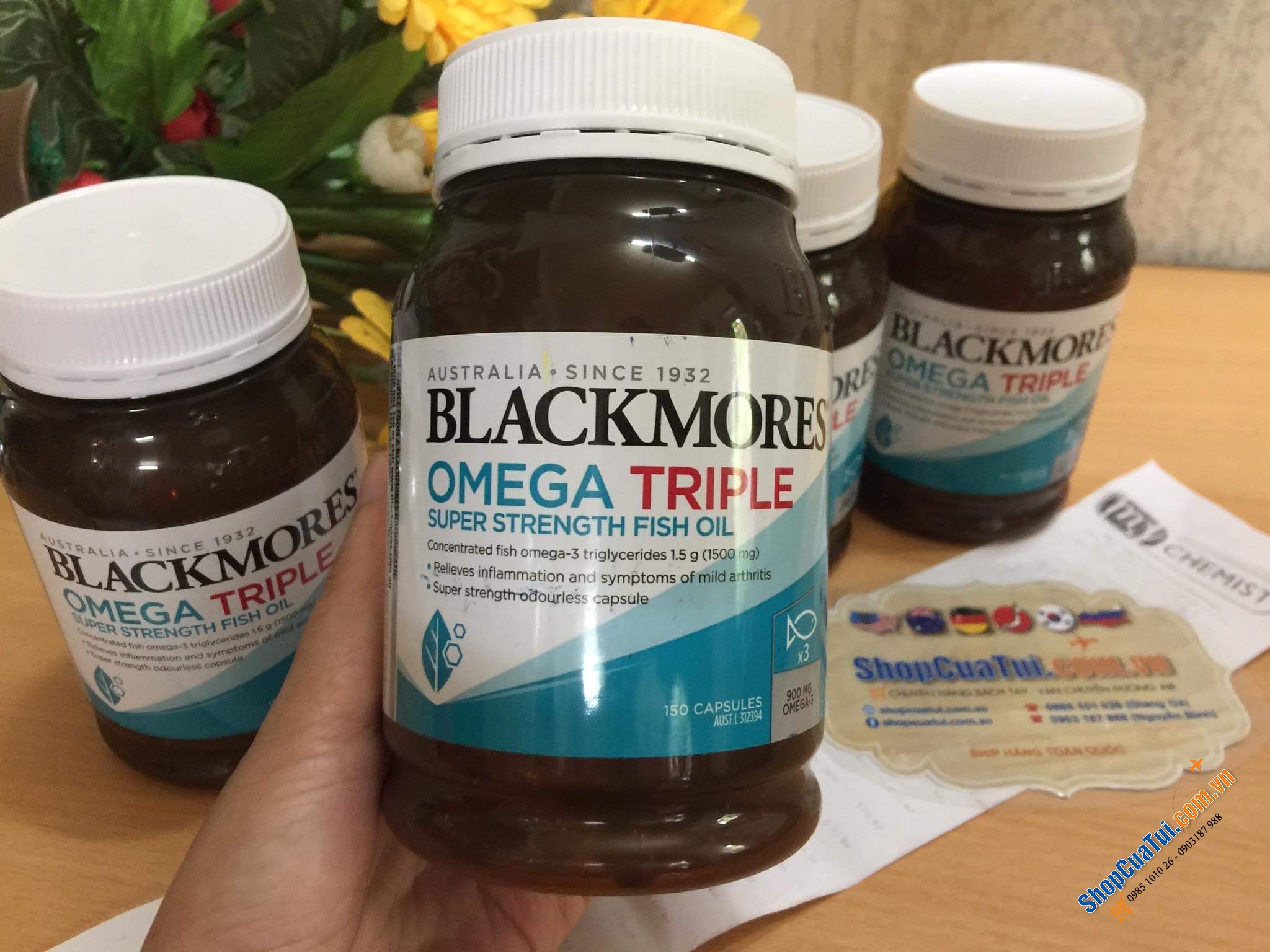 Dầu cá Blackmores Omega Triple High Strength Fish Oil 150 Capsules - Lượng omega 3 mỗi viên gấp ba lần so với viên dầu cá tiêu chuẩn