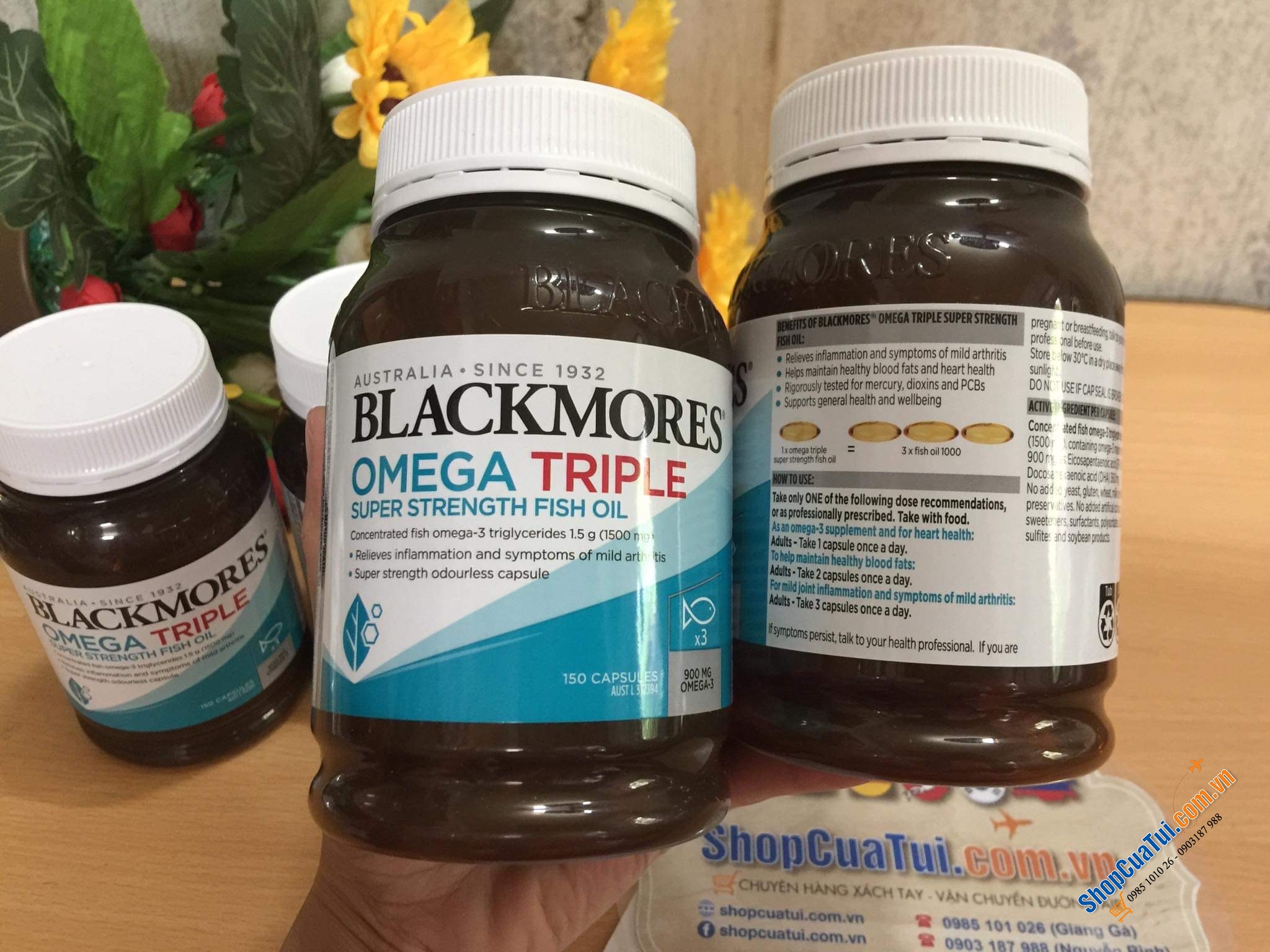 Dầu cá Blackmores Omega Triple High Strength Fish Oil 150 Capsules - Lượng omega 3 mỗi viên gấp ba lần so với viên dầu cá tiêu chuẩn