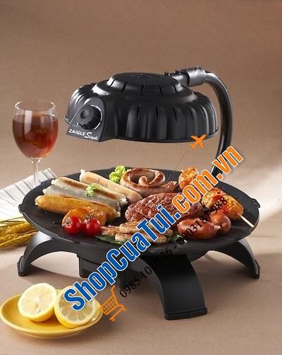 Bếp nướng không khói ZAIGLE PRO kèm 3 khay nướng - Bếp nướng hồng ngoại không khói, tự quay 360 độ, không cần lật