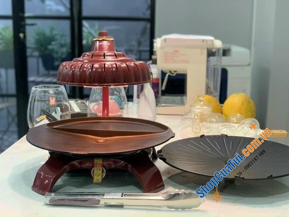 Bếp nướng không khói ZAIGLE PRO kèm 3 khay nướng - Bếp nướng hồng ngoại không khói, tự quay 360 độ, không cần lật