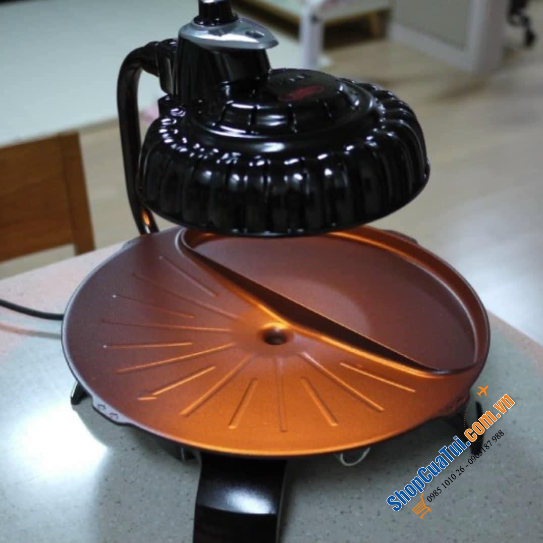 Bếp nướng không khói ZAIGLE PRO kèm 3 khay nướng - Bếp nướng hồng ngoại không khói, tự quay 360 độ, không cần lật