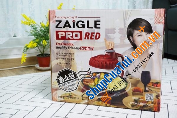 Bếp nướng không khói ZAIGLE PRO kèm 3 khay nướng - Bếp nướng hồng ngoại không khói, tự quay 360 độ, không cần lật