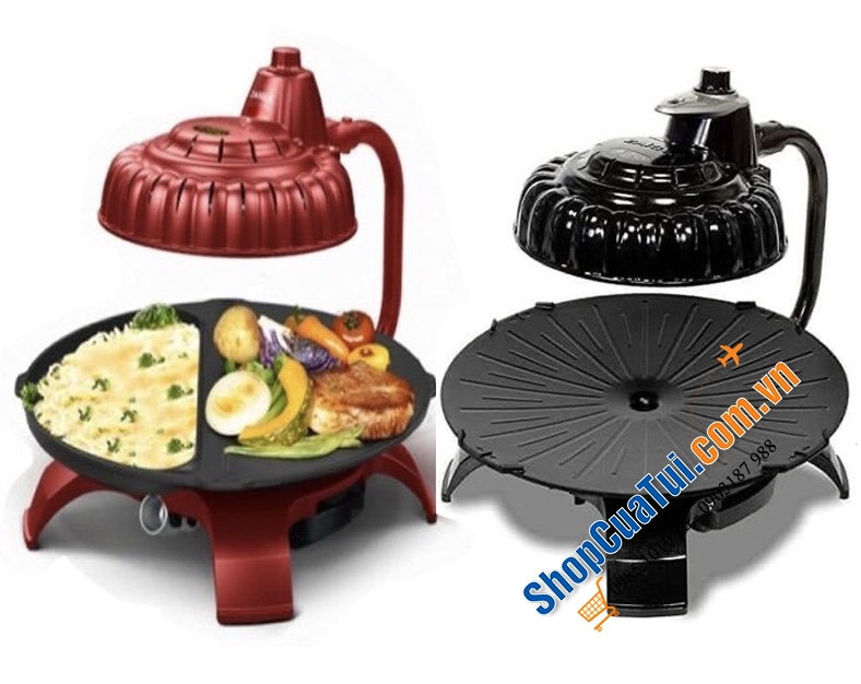 Bếp nướng không khói ZAIGLE PRO kèm 3 khay nướng - Bếp nướng hồng ngoại không khói, tự quay 360 độ, không cần lật