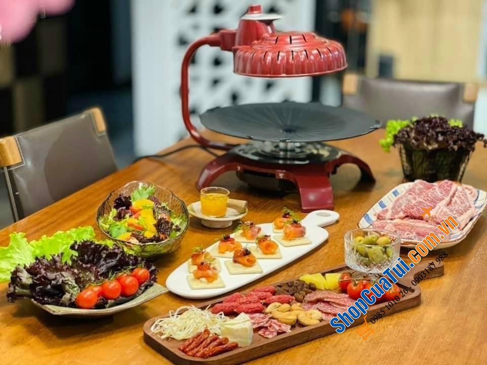 Bếp nướng không khói ZAIGLE PRO kèm 3 khay nướng - Bếp nướng hồng ngoại không khói, tự quay 360 độ, không cần lật