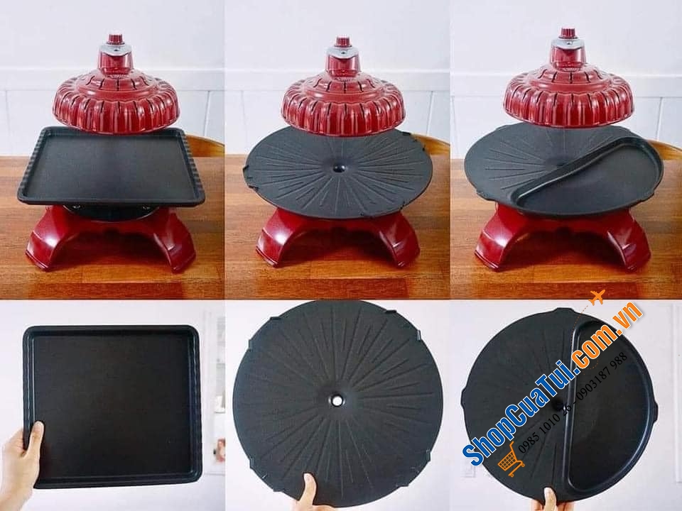 Bếp nướng không khói ZAIGLE PRO kèm 3 khay nướng - Bếp nướng hồng ngoại không khói, tự quay 360 độ, không cần lật