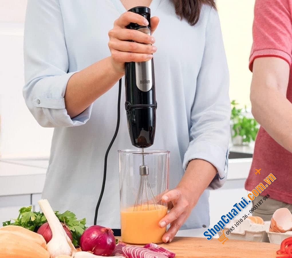 MÁY XAY CẦM TAY BRAUN MQ7035X công suất mạnh 1000w- 3in1 với công nghệ ActiveBlade đầu tiên trên thế giới, trục xoay linh hoạt, cắt xay mịn và nhuyễn thực phẩm hơn - Braun MultiQuick 7 MQ 7035X