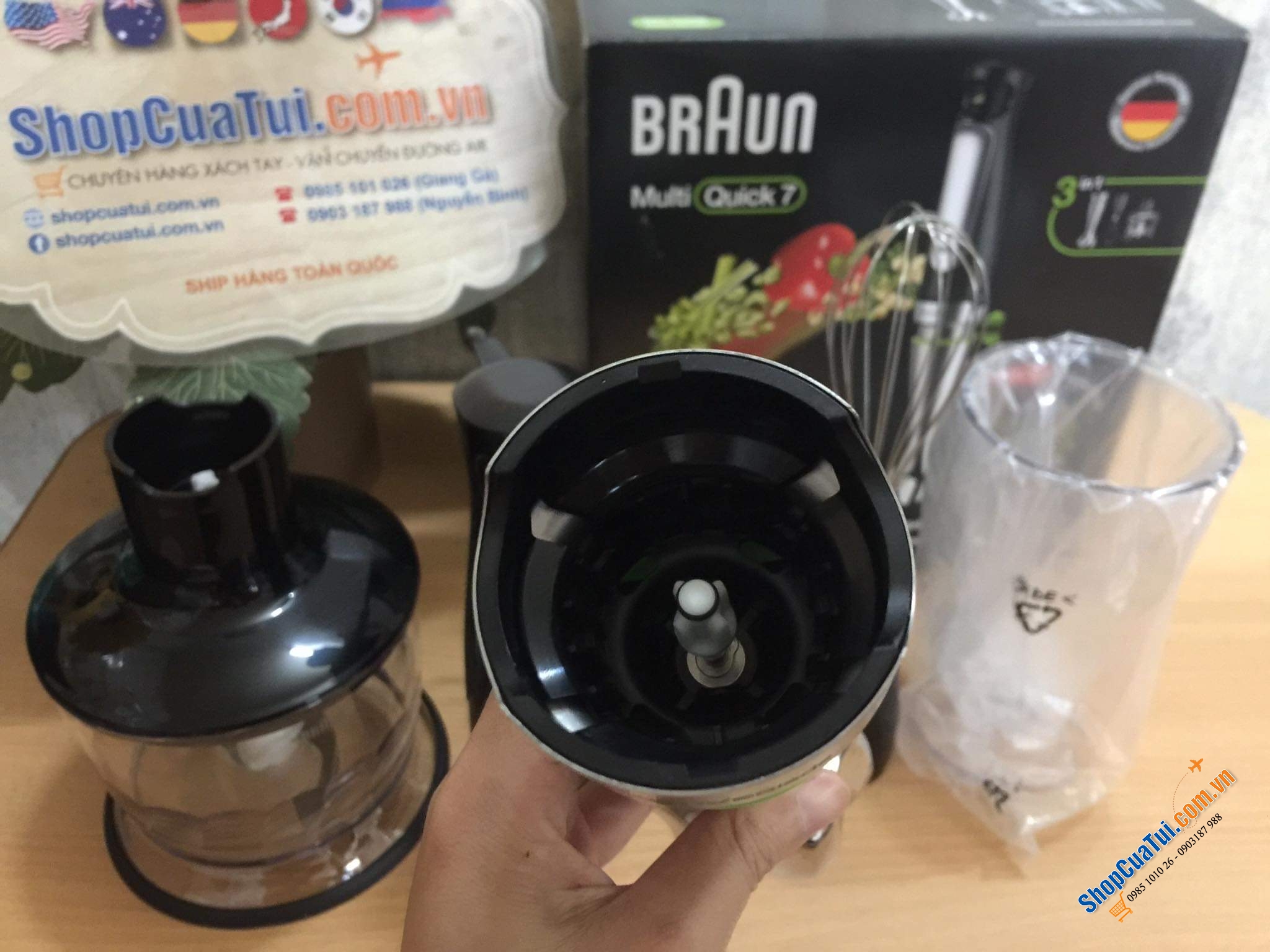 MÁY XAY CẦM TAY BRAUN MQ7035X công suất mạnh 1000w- 3in1 với công nghệ ActiveBlade đầu tiên trên thế giới, trục xoay linh hoạt, cắt xay mịn và nhuyễn thực phẩm hơn - Braun MultiQuick 7 MQ 7035X