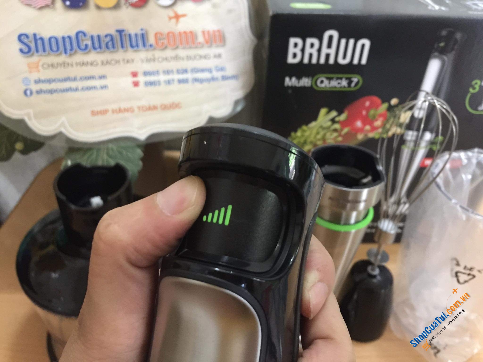 MÁY XAY CẦM TAY BRAUN MQ7035X công suất mạnh 1000w- 3in1 với công nghệ ActiveBlade đầu tiên trên thế giới, trục xoay linh hoạt, cắt xay mịn và nhuyễn thực phẩm hơn - Braun MultiQuick 7 MQ 7035X
