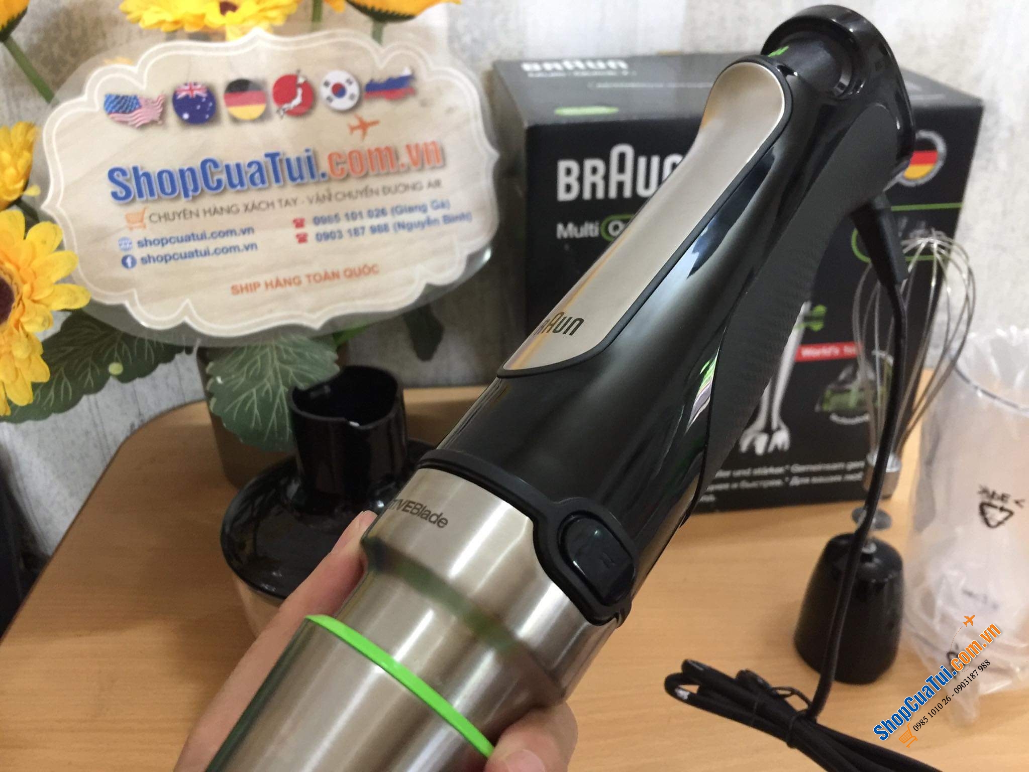 MÁY XAY CẦM TAY BRAUN MQ7035X công suất mạnh 1000w- 3in1 với công nghệ ActiveBlade đầu tiên trên thế giới, trục xoay linh hoạt, cắt xay mịn và nhuyễn thực phẩm hơn - Braun MultiQuick 7 MQ 7035X