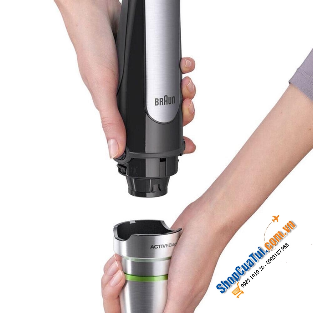 MÁY XAY CẦM TAY BRAUN MQ7035X công suất mạnh 1000w- 3in1 với công nghệ ActiveBlade đầu tiên trên thế giới, trục xoay linh hoạt, cắt xay mịn và nhuyễn thực phẩm hơn - Braun MultiQuick 7 MQ 7035X
