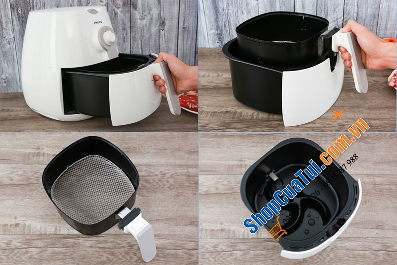 NỒI CHIÊN KHÔNG DẦU PHILIPS HD 9216/80 size nhỏ 0.8 kg, dành cho 2 - 4 người ăn, màu trắng