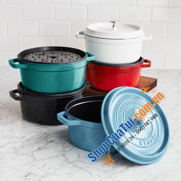 NỒI GANG STAUB MÀU XANH BIỂN EIS BLUE 24 CM DÁNG THẤP - DUNG TÍCH 3,8L.