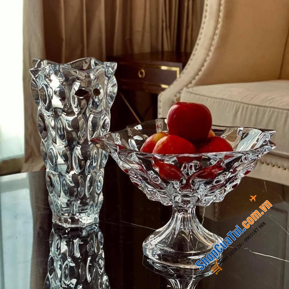 Chân bồng pha lê Bohemia Samba 30,5cm.