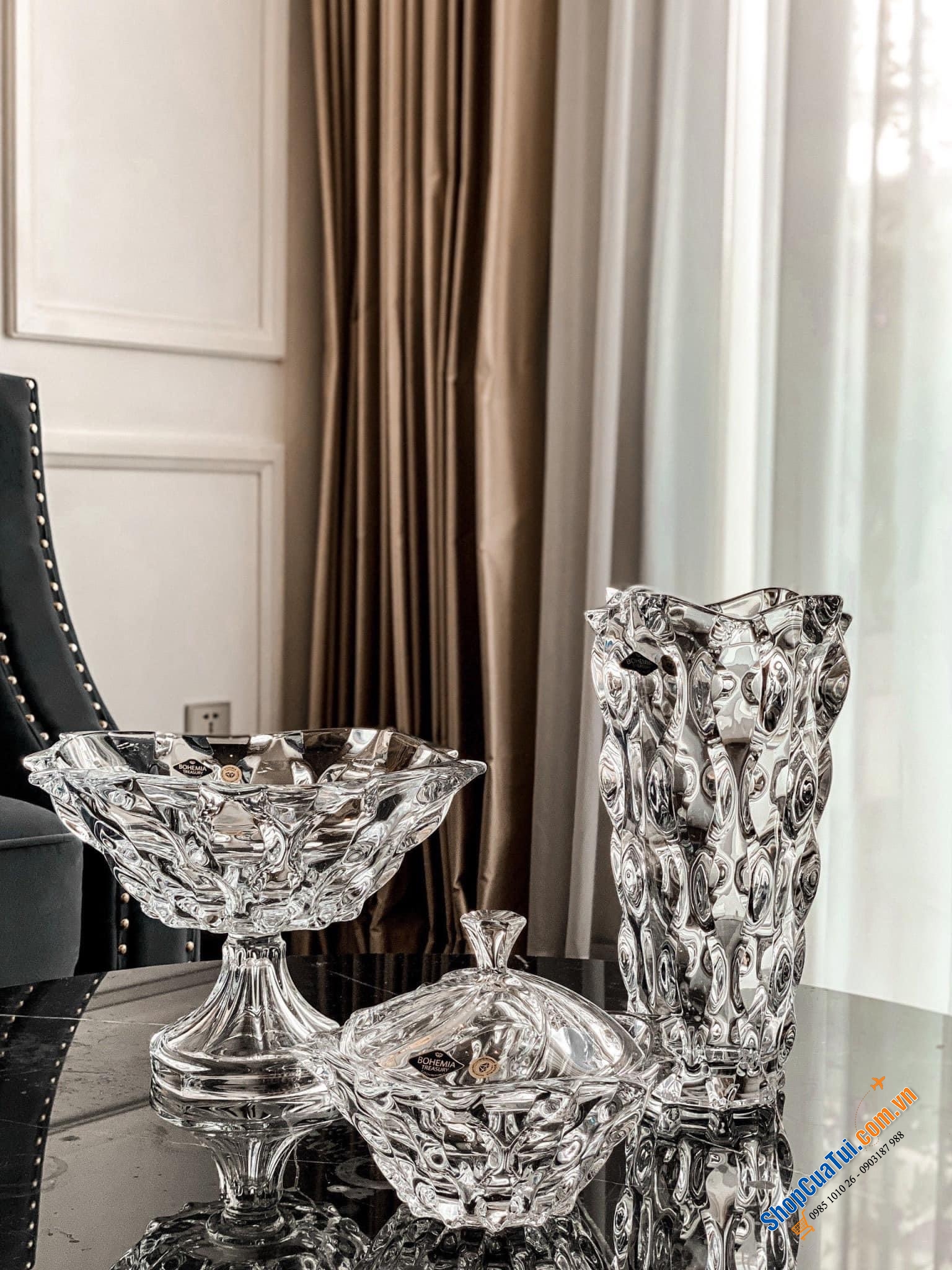 Chân bồng pha lê Bohemia Samba 30,5cm.
