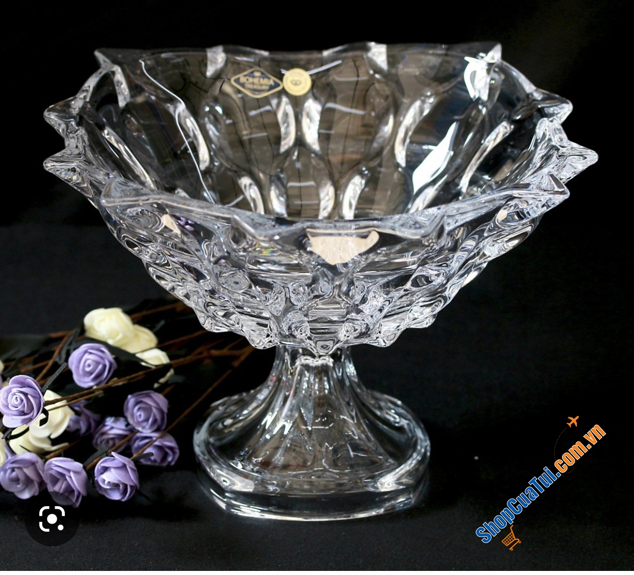 Chân bồng pha lê Bohemia Samba 30,5cm.