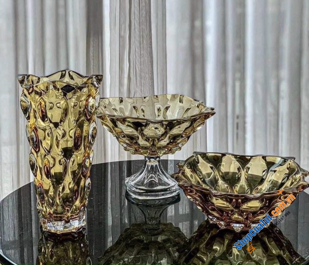 Chân bồng pha lê Bohemia Samba 30,5cm.