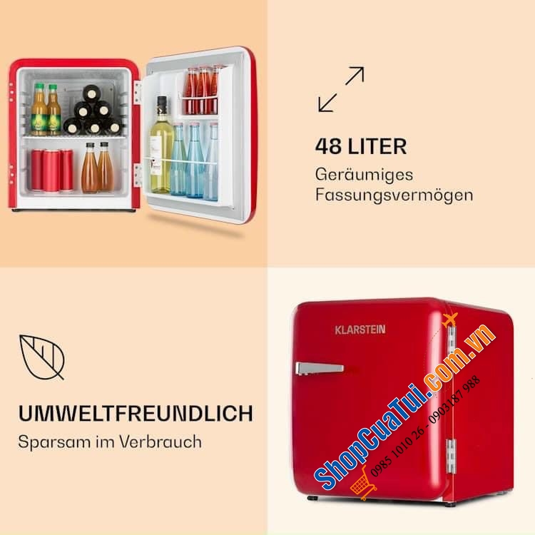 Tủ lạnh Klarstein Audrey Mini Retro dung tích 37 Lít