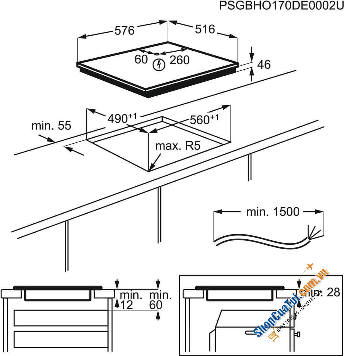 Bếp từ 4 vùng nấu AEG IKB6430AXB - lắp âm, Made in Germany