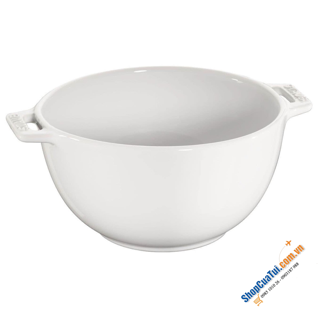 TÔ STAUB 18CM TRẮNG, XANH, ĐỎ - Bát to dùng để trộn salat, nộm gỏi, làm bát canh, cơm to, hay là làm âu trộn nhân nem... kèm 2 quai bê dễ dàng