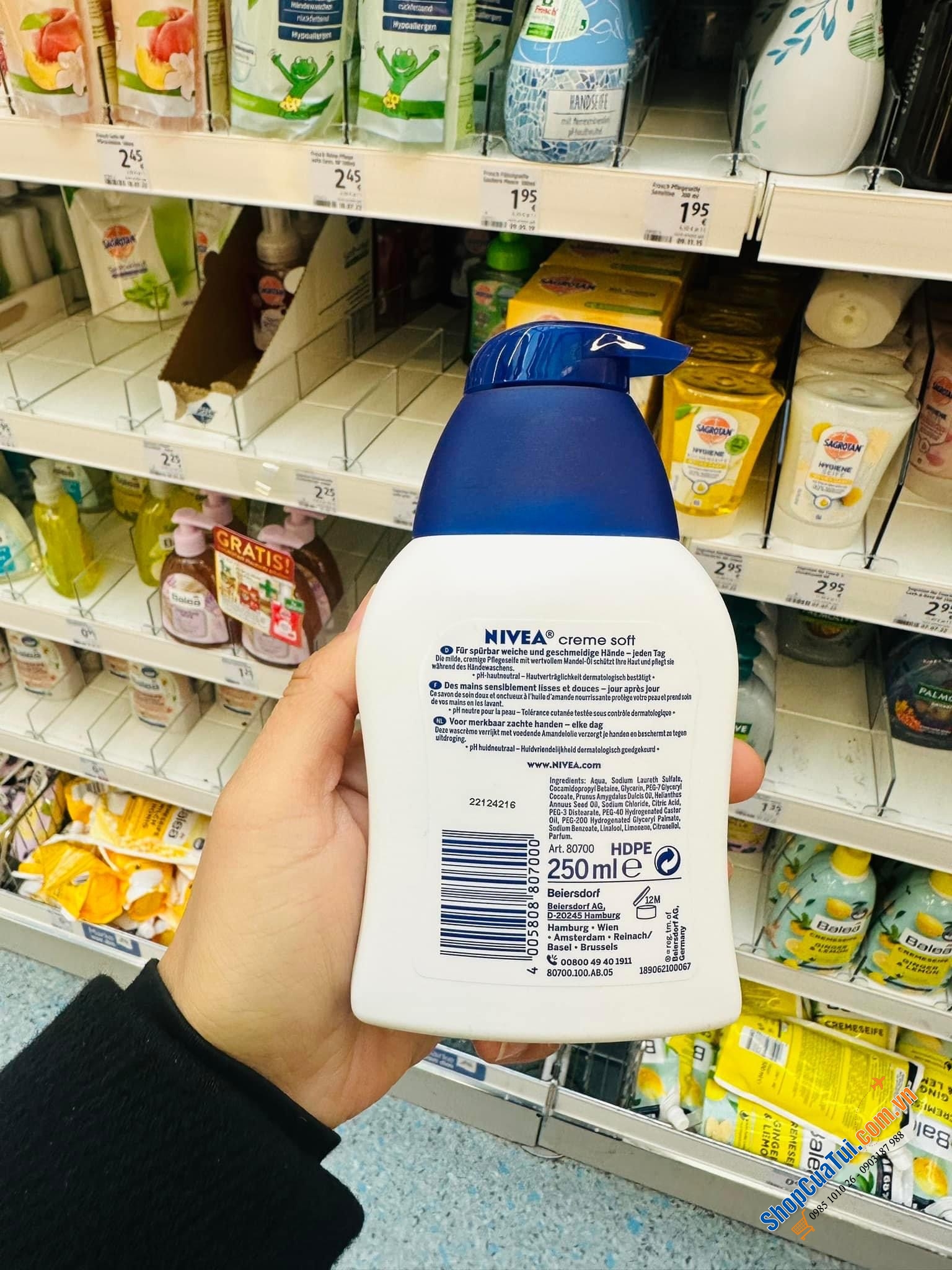 Nước rửa tay dạng sữa Nivea Sofe Germany - Làm sạch da tay và chăm sóc da tay 1 cách nhẹ nhàng
