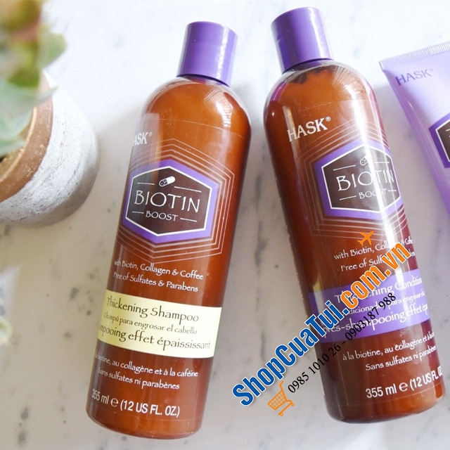 CẶP DẦU GỘI VÀ XẢ HASK BIOTIN BOOST LÀM DÀY TÓC 355ml, ngăn rụng tóc