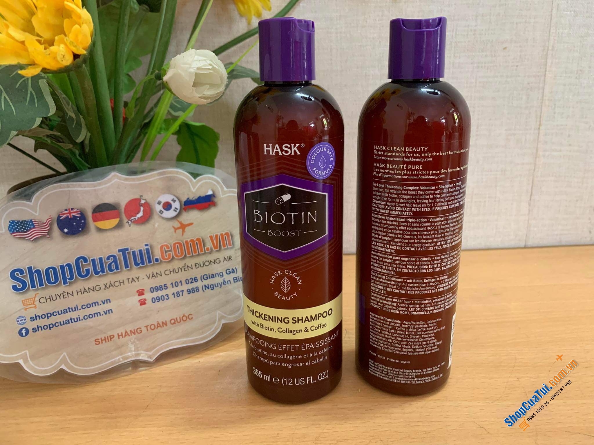 CẶP DẦU GỘI VÀ XẢ HASK BIOTIN BOOST LÀM DÀY TÓC 355ml, ngăn rụng tóc