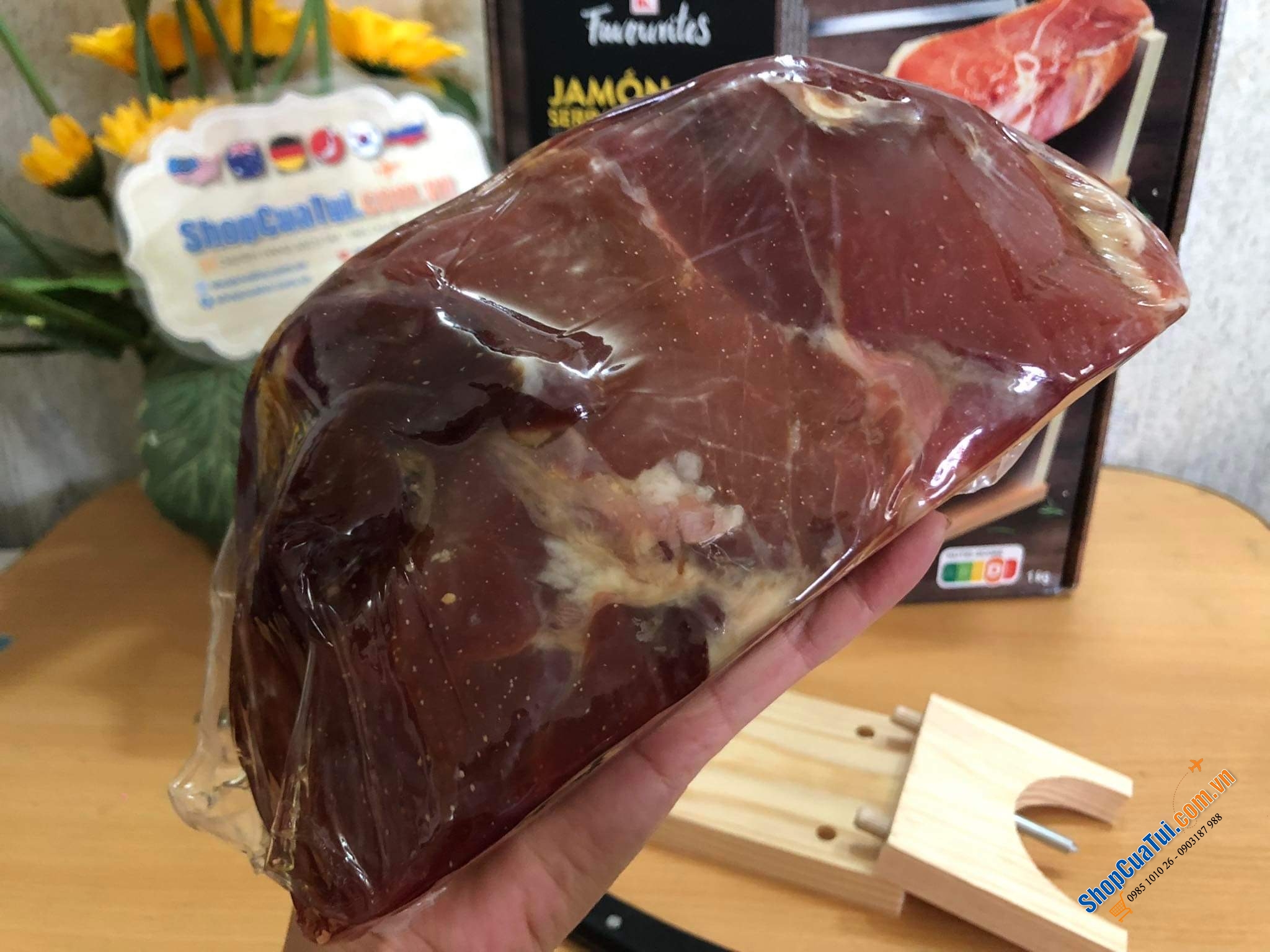 ĐÙI LỢN MUỐI JAMON - HÀNG THƯỢNG HẠNG LOẠI 1 - hộp 1 kg thịt kèm dao và thớt