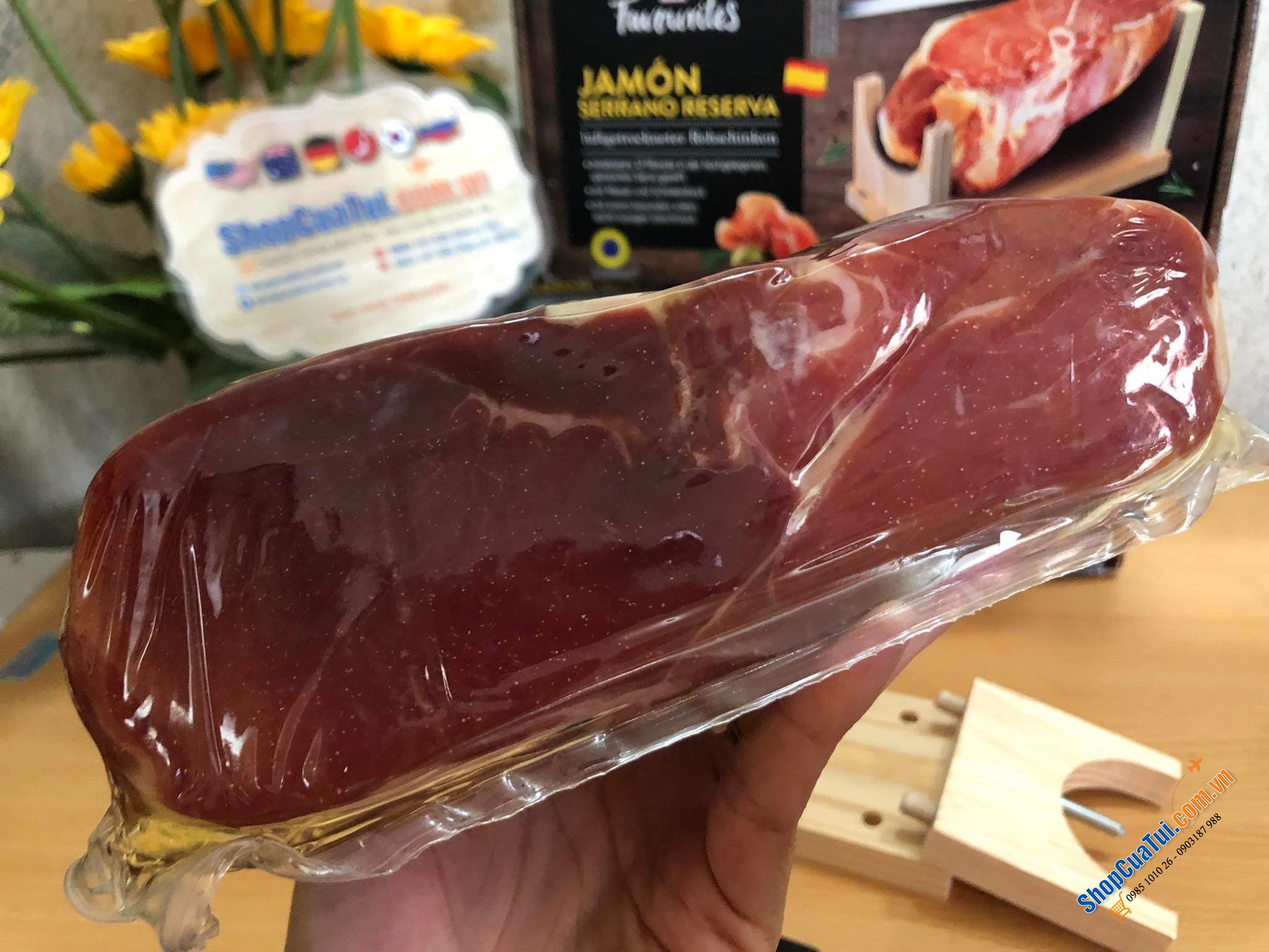 ĐÙI LỢN MUỐI JAMON - HÀNG THƯỢNG HẠNG LOẠI 1 - hộp 1 kg thịt kèm dao và thớt