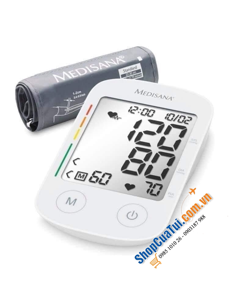 Máy đo huyết áp mã BU535 đời mới nhất của Medisana - theo dõi huyết áp, nhịp tim hoàn toàn tự động, có màn hình hiển thị kết quả đo, thời gian rõ nét giúp người dùng dễ dàng quan sát