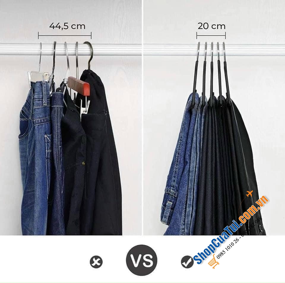 SET 20 MÓC TREO QUẦN SONGMICS - phủ bằng cao su chống trượt, thiết kế với một đầu mở, móc treo giúp bạn dễ dàng treo lên và tháo quần áo