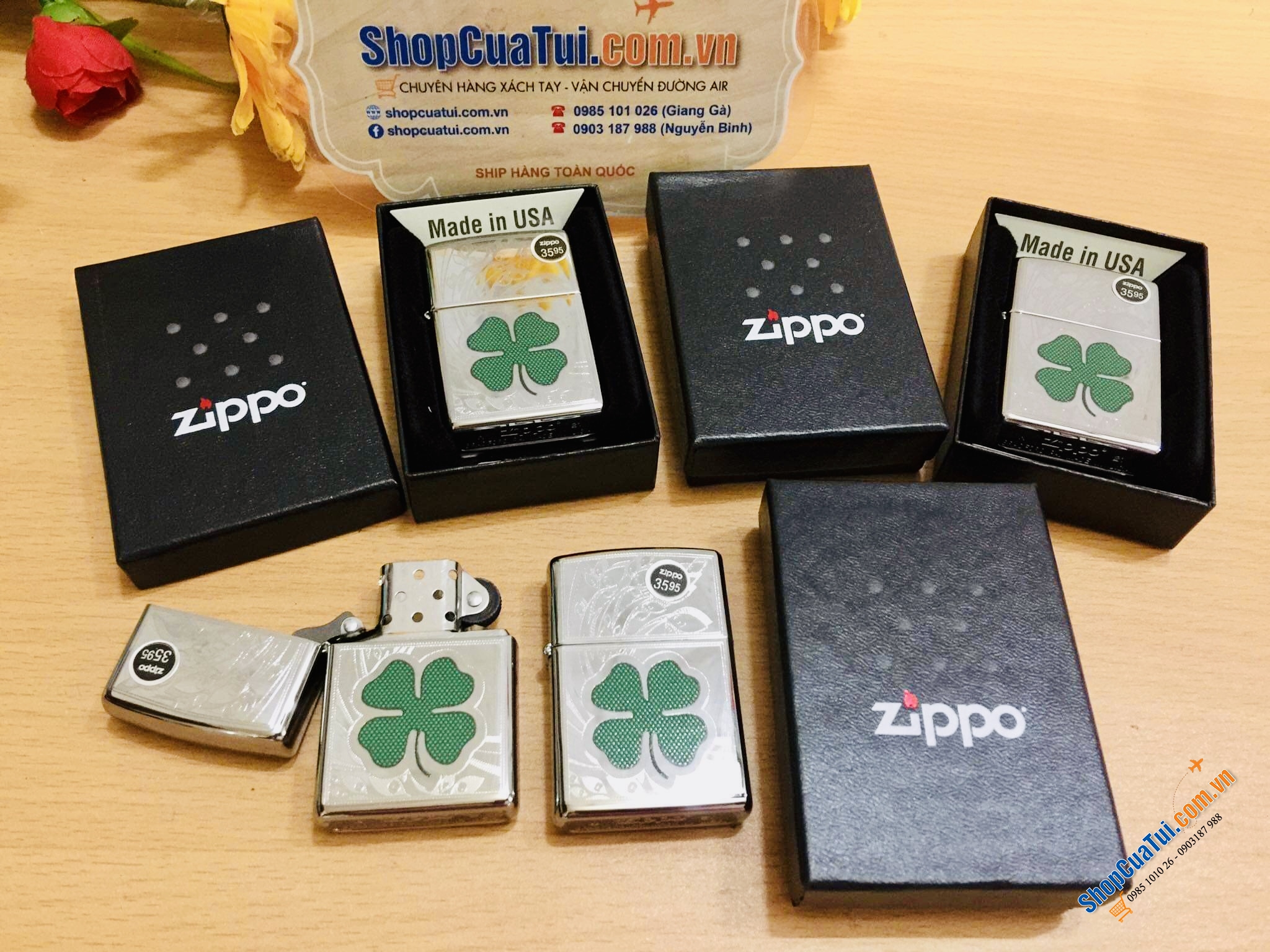 Bật lửa Zippo cỏ 4 lá - sắm hoặc tặng để đem lại may mắn cho nhau - Made in USA
