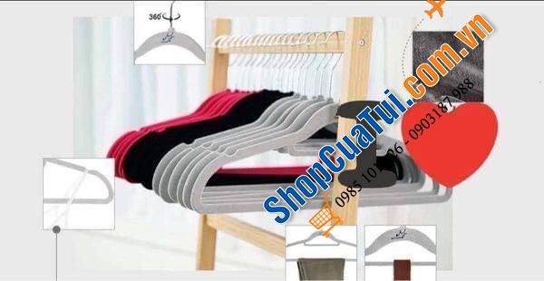 MẮC ÁO PHỦ NHUNG MORAFELL NON-SLIP set 50 chiếc - móc quần áo phủ nhung