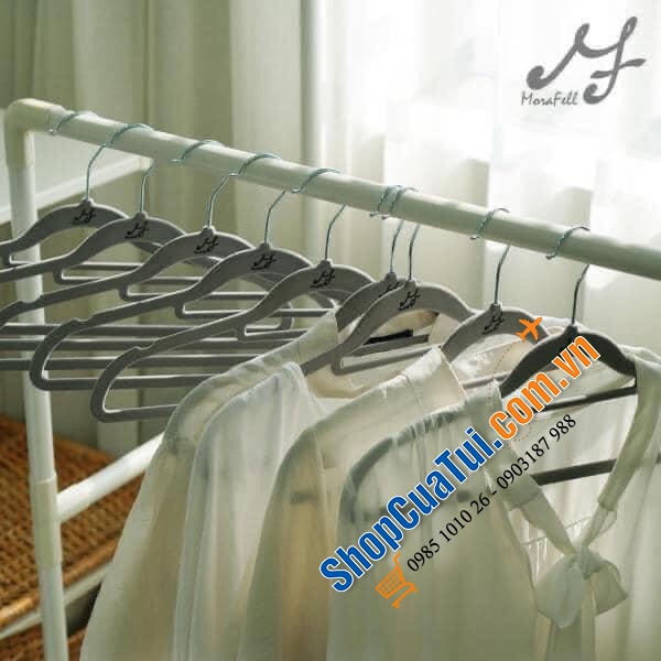 MẮC ÁO PHỦ NHUNG MORAFELL NON-SLIP set 50 chiếc - móc quần áo phủ nhung