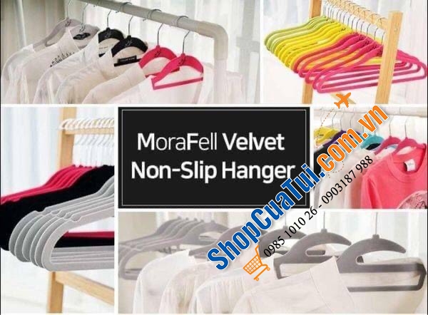 MẮC ÁO PHỦ NHUNG MORAFELL NON-SLIP set 50 chiếc - móc quần áo phủ nhung
