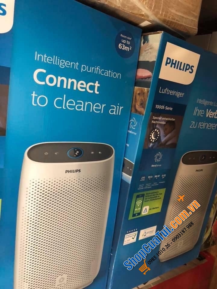 MÁY LỌC KHÔNG KHÍ PHILIPS AC1214/10 serri 1000 - công nghệ lọc Nano Protect lọc hiệu quả đến 99,97% bụi và vi khuẩn - Cho diện tích phòng 63 m2
