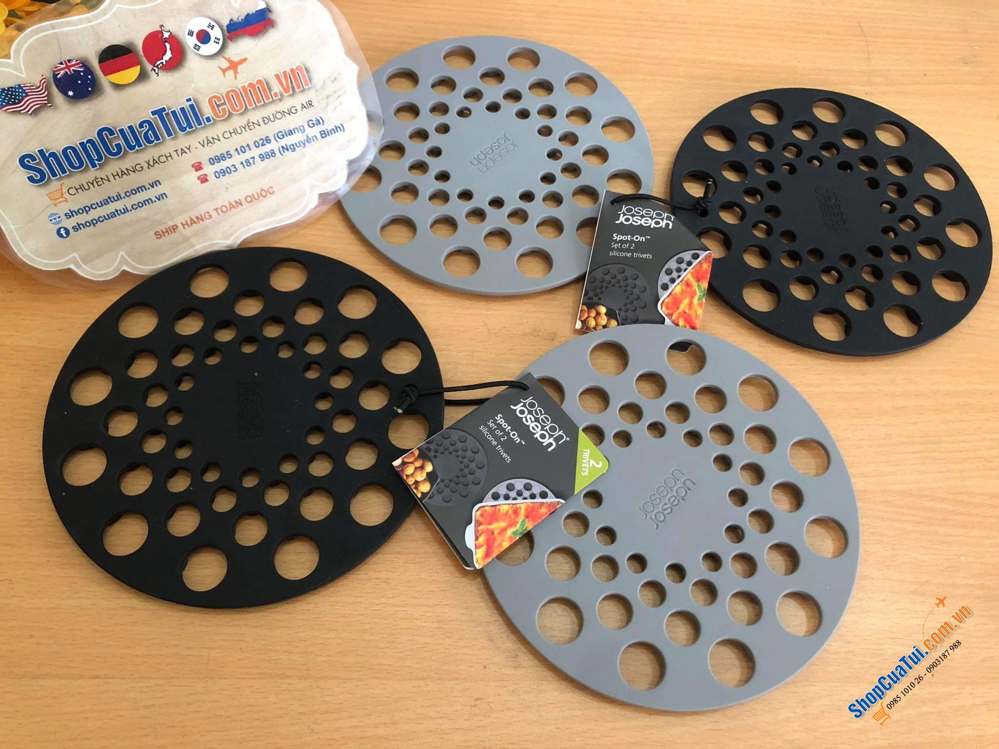 Sét 2 miếng lót chống nóng Silicon Joseph Joseph 20174 - lót nồi giúp bảo vệ các bề mặt bàn, mặt kính, khỏi bị xước, bị nứt vỡ vì nhiệt