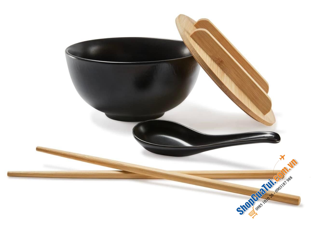 TRỌN BỘ TÔ ĂN MỲ BÚN PHỞ - Nội địa Đức - Gồm 1 bát, 1 úp, 1 đũa, 1 thìa