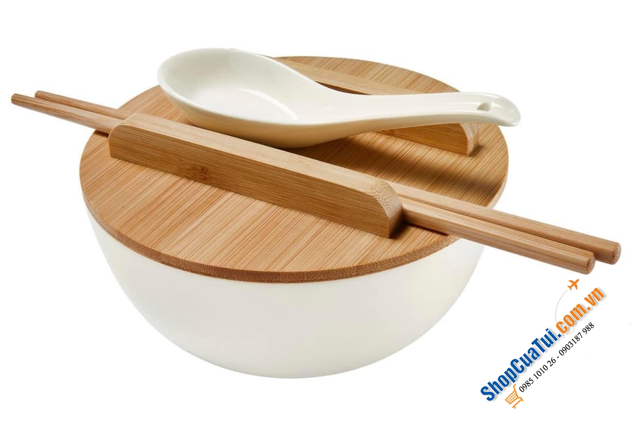 TRỌN BỘ TÔ ĂN MỲ BÚN PHỞ - Nội địa Đức - Gồm 1 bát, 1 úp, 1 đũa, 1 thìa