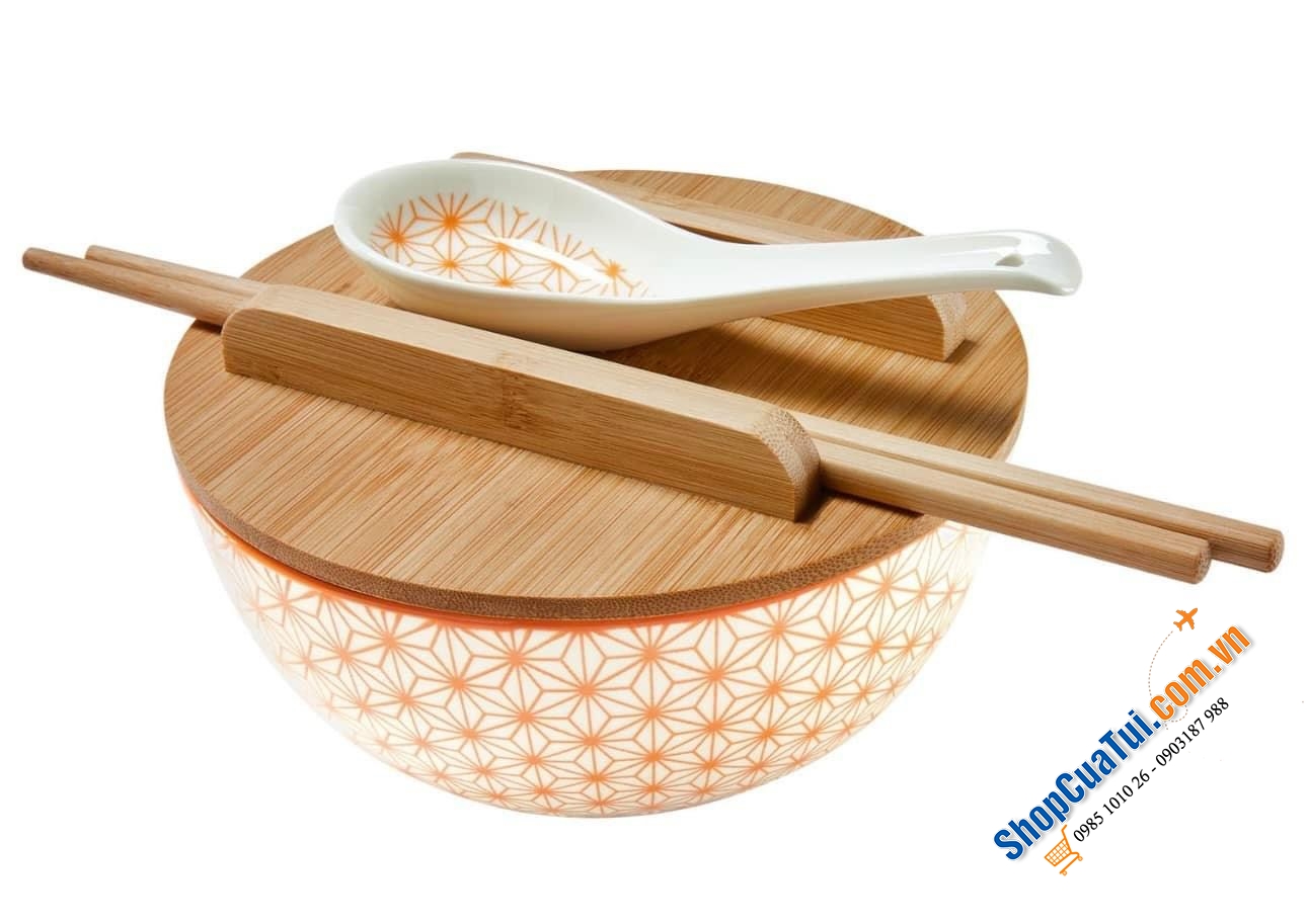 TRỌN BỘ TÔ ĂN MỲ BÚN PHỞ - Nội địa Đức - Gồm 1 bát, 1 úp, 1 đũa, 1 thìa