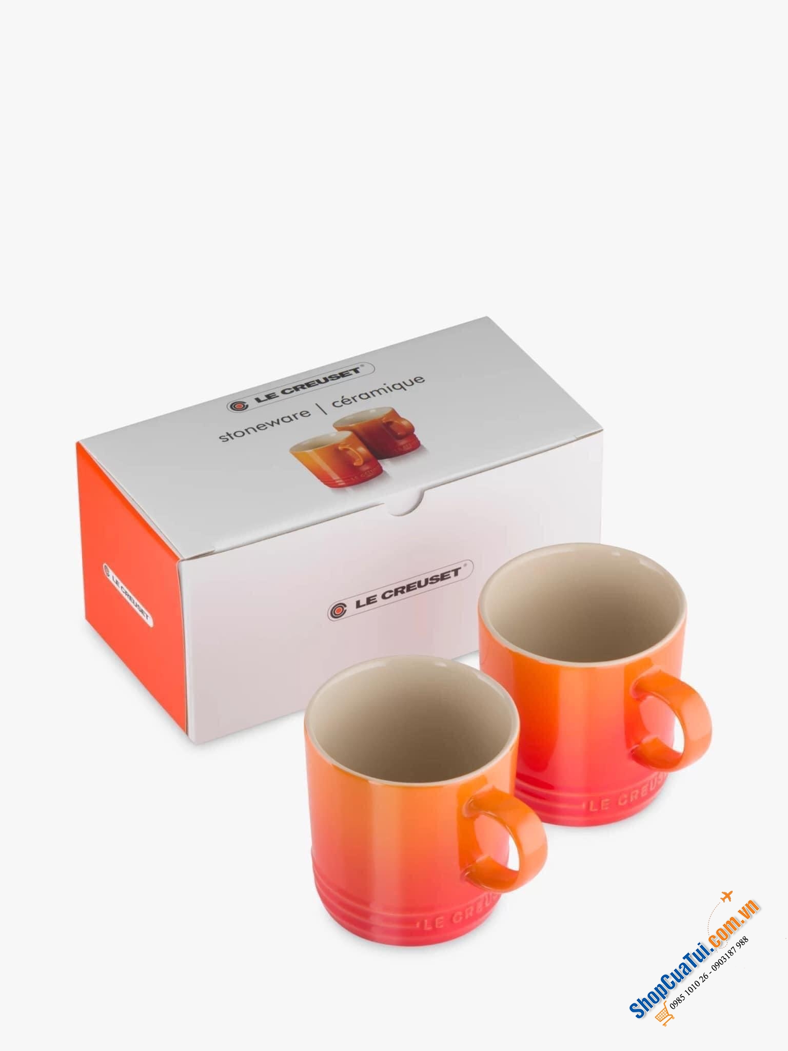 SET 2 CỐC UỐNG NƯỚC LE CREUSET 350ml - MÀU TRẮNG, MÀU CAM