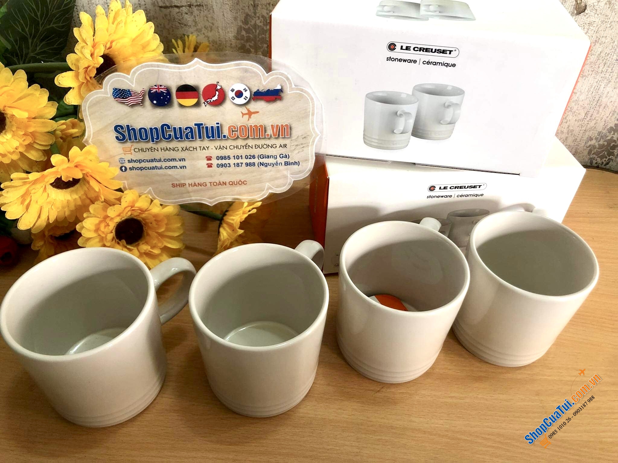 SET 2 CỐC UỐNG NƯỚC LE CREUSET 350ml - MÀU TRẮNG, MÀU CAM