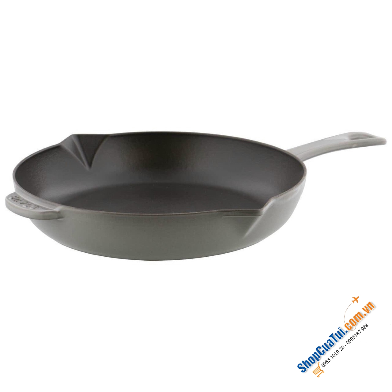 CHẢO STAUB 26 CM MÀU GHI XÁM - Made in France, chống dính tự nhiên, 2 miệng rót đẹp siêu ngất ngây
