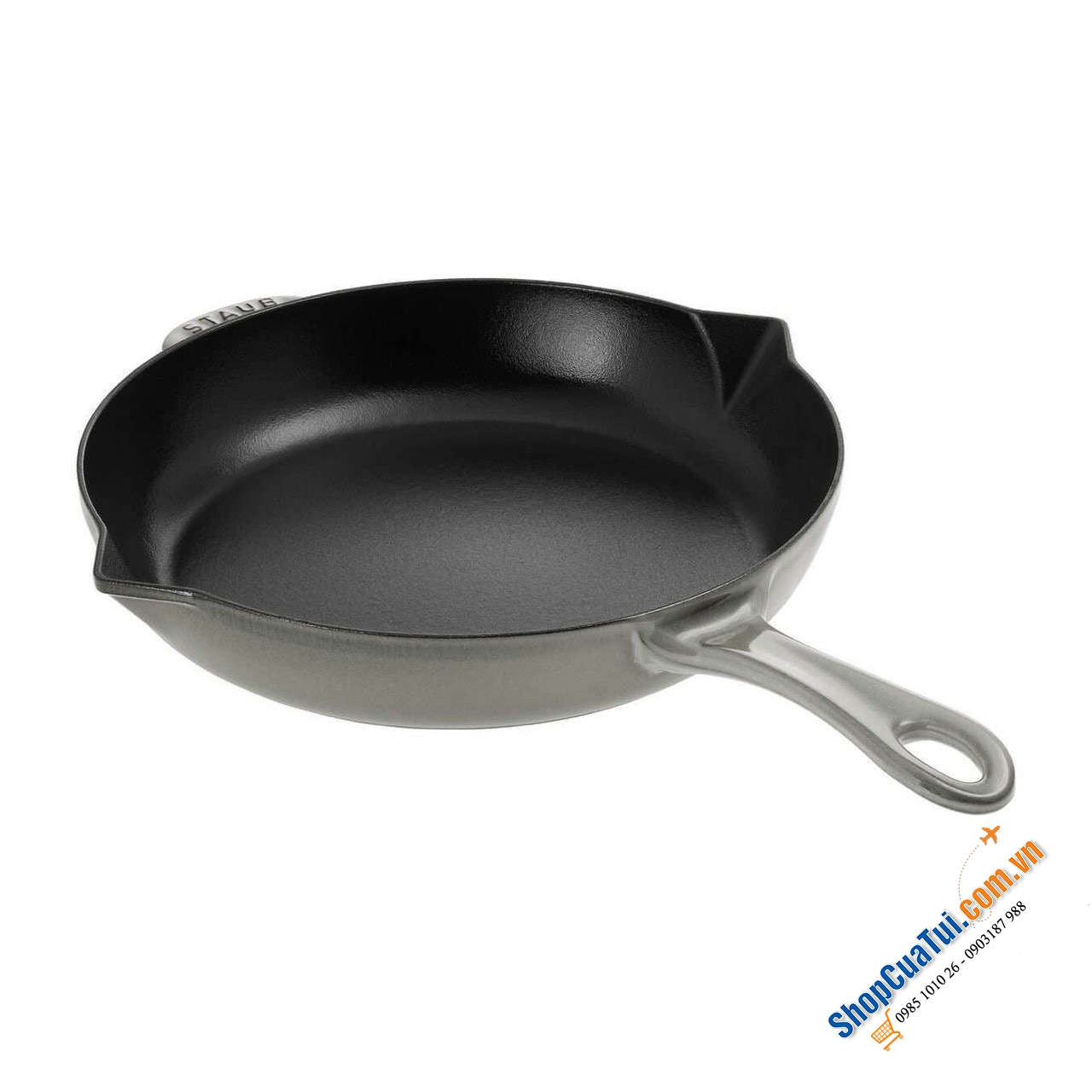 CHẢO STAUB 26 CM MÀU GHI XÁM - Made in France, chống dính tự nhiên, 2 miệng rót đẹp siêu ngất ngây